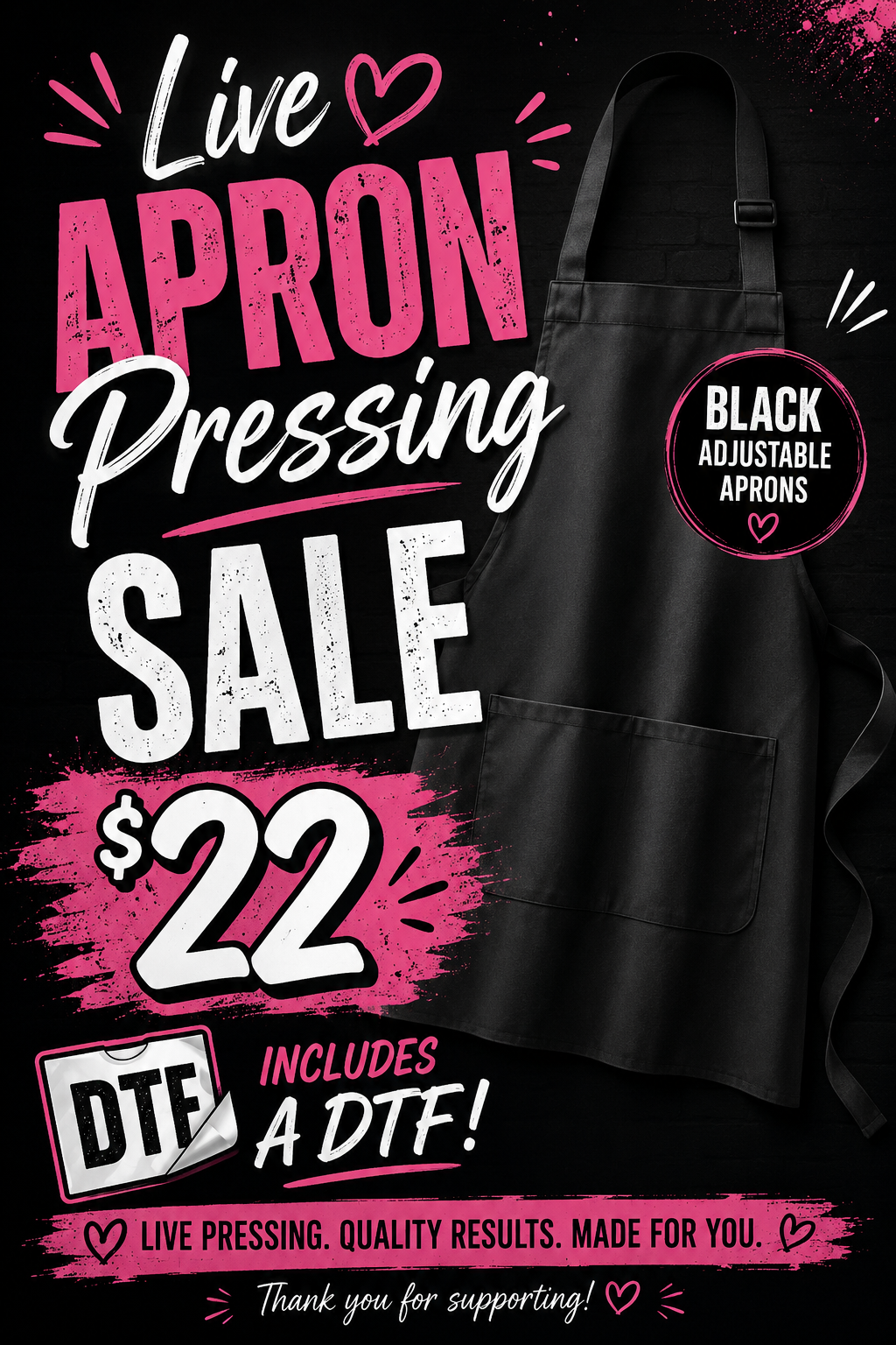 Live Apron Pressing Sale - 6/16